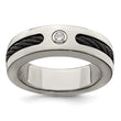 Titanium Diamond Wedding Band with Bezel Set and Polished Finish