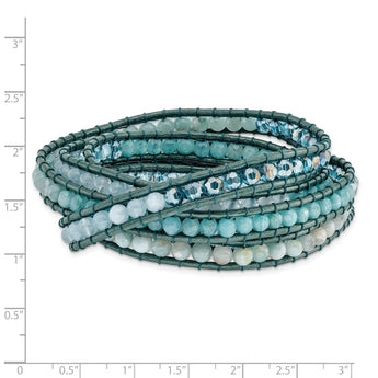 Quartz Cord Multi-Wrap Bracelet in Leather, 34 Inch
