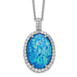 Sterling Silver Necklace with Lab Blue Opal and CZ
