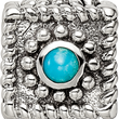 Sterling Silver 4-Stone Turquoise Antiqued Bead