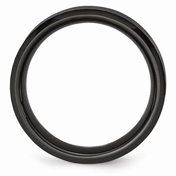 Ceramic Beveled Edge, Black Faceted 8mm Polished Band