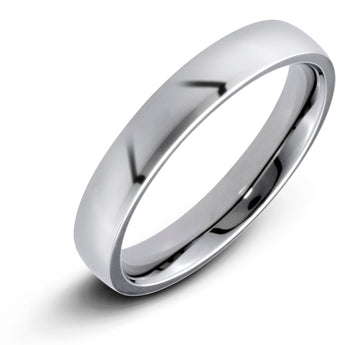 Men's Stainless Steel Flat 4mm Polished Comfort Fit Wedding Band Ring - Birthstone Company