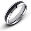 6MM Men's Titanium Dome Ring Wedding Band With Black Carbon Fiber Inlay - Birthstone Company