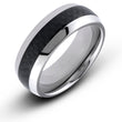 8MM Men's Titanium Dome Ring Wedding Band With Black Carbon Fiber Inlay - Birthstone Company