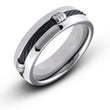 7MM Men's Titanium Black Cable Barrel Ring Wedding Band Comfort Fit - Birthstone Company