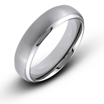 Titanium 6mm Wedding Band Brushed Center with Polished Beveled Edge Finish Comfort Fit Ring - Birthstone Company