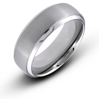 Titanium 8mm Wedding Band Brushed Center with Polished Beveled Edge Finish Comfort Fit Ring - Birthstone Company