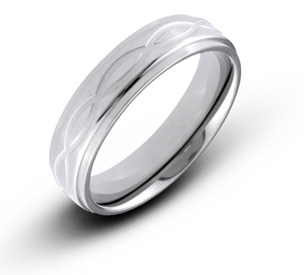 Titanium 6MM INFINITY Symbol Engraved Center Wedding Band Ring Comfort Fit - Birthstone Company