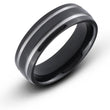 7mm Titanium Wedding Band with Two Polished Grooves Comfort Fit Ring - Birthstone Company
