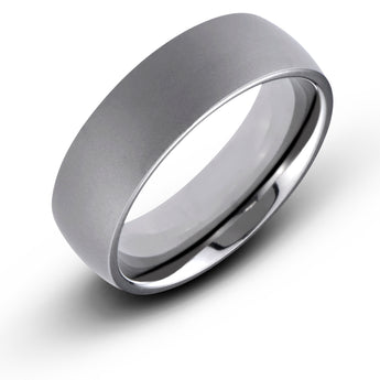 7MM Titanium Ring Dome Profile Sandblasted Wedding Band Comfort Fit - Birthstone Company