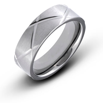 7MM Titanium Helix Ring Wedding Band Comfort Fit - Birthstone Company