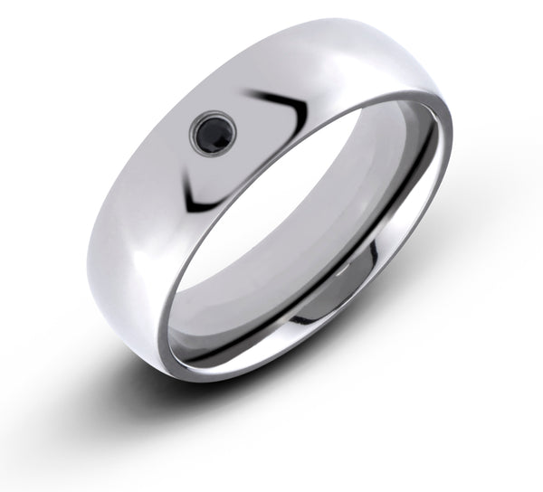 Eternal Bond 7MM Domed Black CZ Diamond Titanium Wedding Ring - Birthstone Company