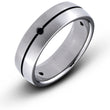 7MM Brush Finish Black CZ Diamond Titanium Wedding Band Ring - Birthstone Company