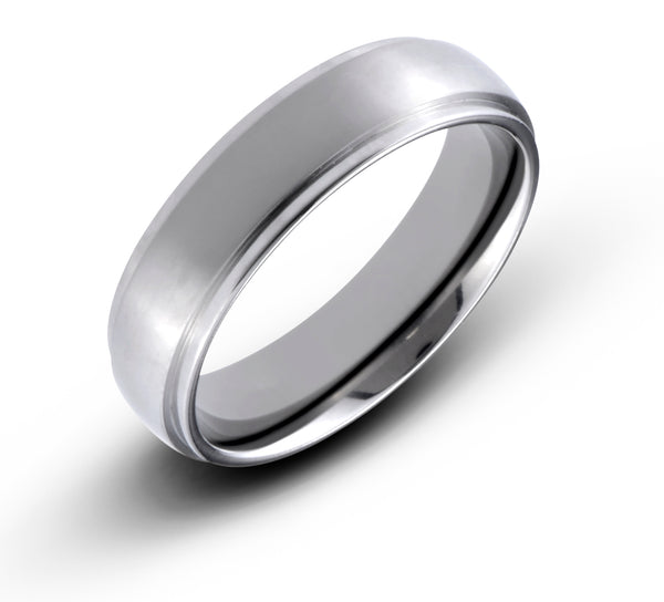 Titanium 8mm Wedding Band Brushed Center with Polished Edge Comfort Fit Ring - Birthstone Company