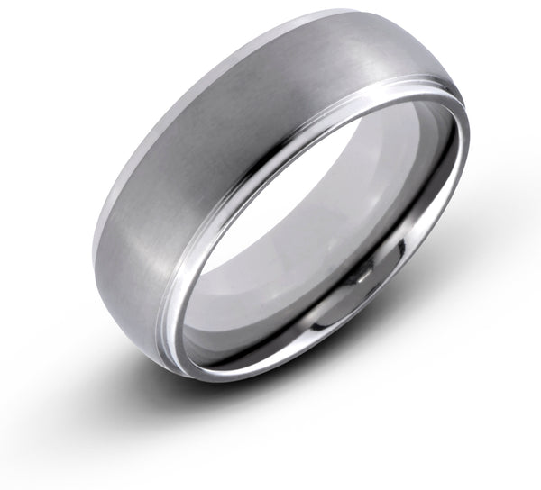 Titanium 8mm Wedding Band Brushed Center with Polished Edge Comfort Fit Ring - Birthstone Company