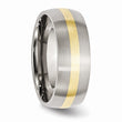 Stainless Steel 14k Yellow Inlay 8mm Brushed Band
