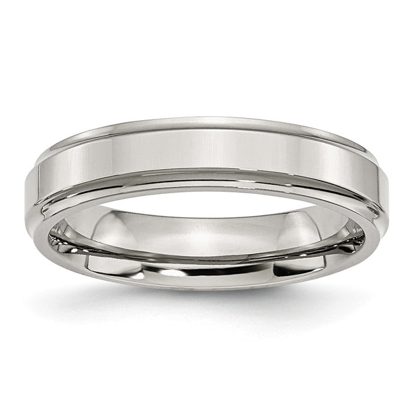 Stainless Steel Ridged Edge 5mm Polished Band