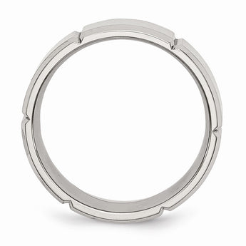 Stainless Steel Beveled Edge Grooved 8mm Brushed/Polished Band