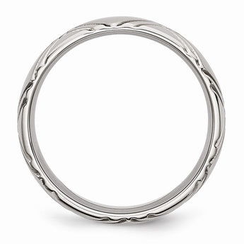 Stainless Steel Criss-cross Design 6mm Brushed and Polished Band