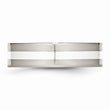 Stainless Steel Sterling Silver Inlay Flat 6mm Polished Band