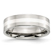 Stainless Steel Sterling Silver Inlay Flat 6mm Polished Band