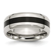 Stainless Steel Black Enamel 8mm Polished Beveled Edge Band