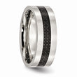 Stainless Steel Black Carbon Fiber Inlay Flat 8mm Polished Band