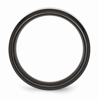 Stainless Steel Beveled Edge Black IP-plated 8mm Brushed Band