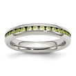 Stainless Steel 4mm August Light Green CZ Ring