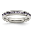 Stainless Steel 4mm February Purple CZ Ring