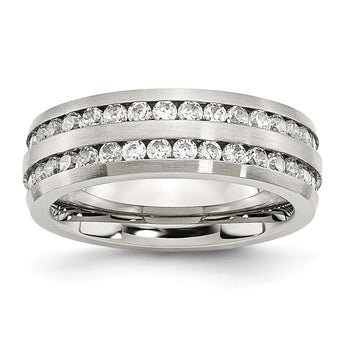 Stainless Steel 7mm Double Row CZ Ring