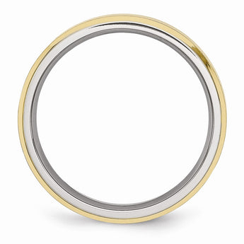 Stainless Steel Beveled Edge 5mm Brushed/Polished Yellow IP-plated Band