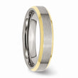 Stainless Steel Beveled Edge 5mm Brushed/Polished Yellow IP-plated Band
