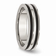 Stainless Steel 6mm Grooved and Black Rubber Band