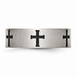 Stainless Steel 7mm Black IP-plated Crosses Brushed/Polished Band