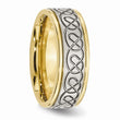 Stainless Steel 8mm Yellow IP-plated Brushed & Polished Band