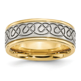 Stainless Steel 8mm Yellow IP-plated Brushed & Polished Band