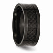 Stainless Steel Polished 9mm Black IP-plated w/Carbon Fiber Inlay Band