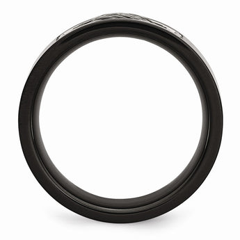 Stainless Steel Black IP- Plated with Wire Inlay Ring