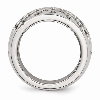 Stainless Steel White CZs Polished Ring