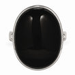 Stainless Steel Black Agate Size 7 Ring