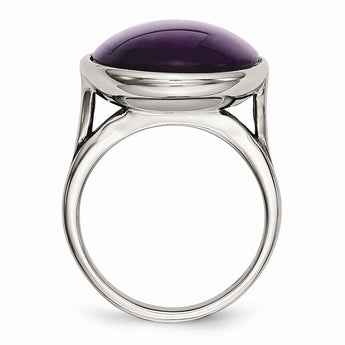 Stainless Steel Synthetic Amethyst Ring