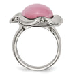 Stainless Steel Pink Cat's Eye Flower Ring