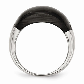 Stainless Steel 12mm Black Cat's Eye Ring