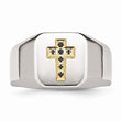 Stainless Steel 14k w/ Sapphire Cross Ring
