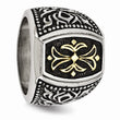 Stainless Steel Antiqued & Yellow IP-plated Cross Ring