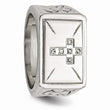 Stainless Steel Diamond Cross w/Textured Sides Ring