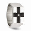 Stainless Steel Black IP-plated & Polished w/Diamond Ring
