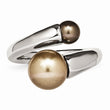 Stainless Steel Champagne & Brown Simulated Pearl Ring - Birthstone Company