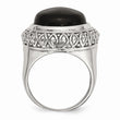 Stainless Steel Black Glass w/Textured Edge Ring - Birthstone Company